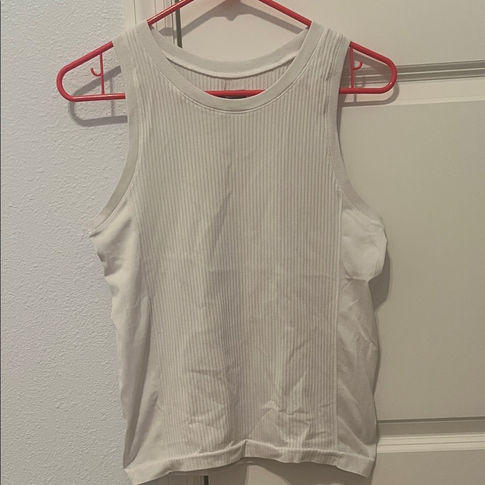 Athleta White Ribbed Tank Top